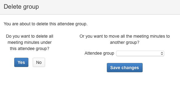 AgileMinutes - Delete attendee groups with meeting minutes