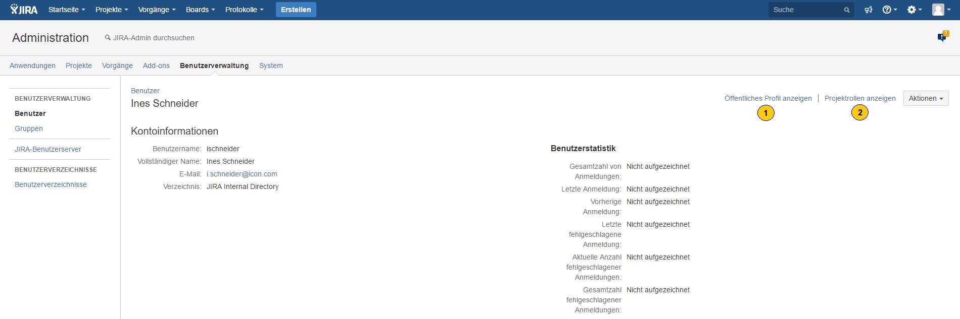Atlassian JIRA - Benutzerverwaltung - Überblick Nutzer